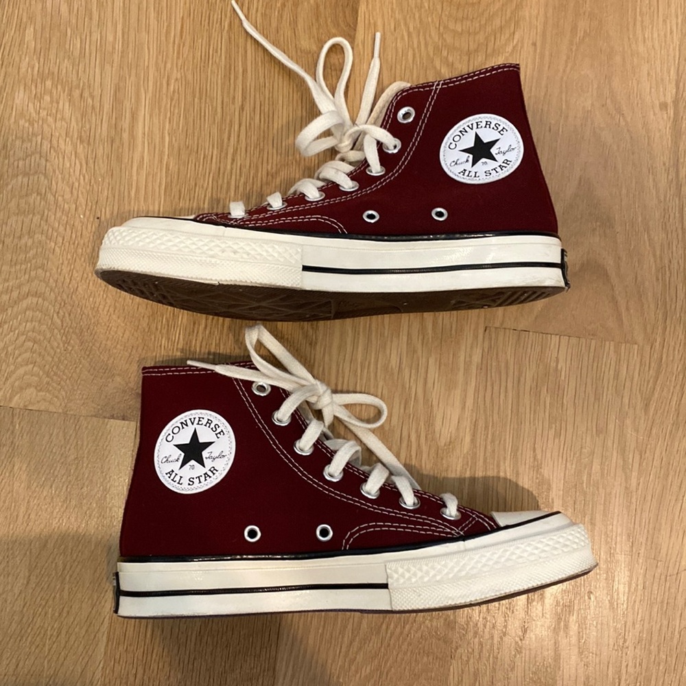 Converse Chuck Taylor All Star High Top Sneakers in Burgundy and White